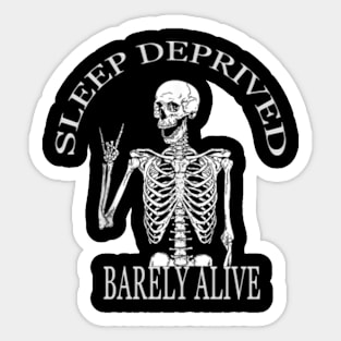 skeleton sleep deprived barely alive Sticker